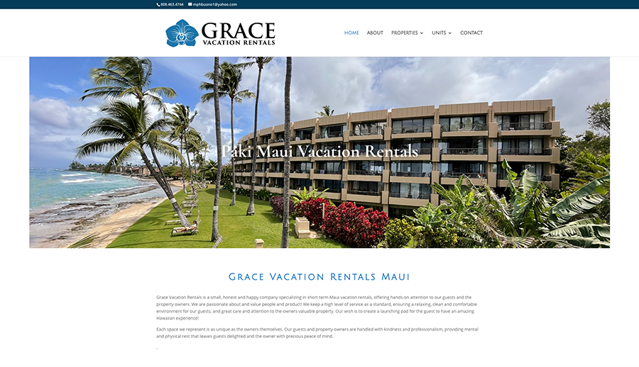 Grace Vacation Rentals Website