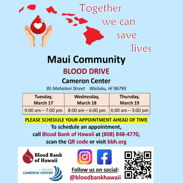 Blood Bank of Hawaii Maui's Blood Drive